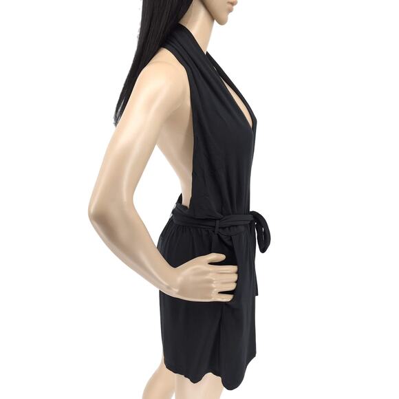 Krisa Revolve Black Siro Micro Modal Halter Romper with Pockets - Size M - NWT - Picture 3 of 13